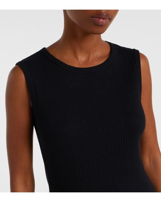 Tank Top De Jersey De Algodon Acanalado Jean Paul Gaultier de color Black