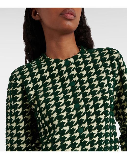 Burberry Green Houndstooth Cotton-Blend Cardigan