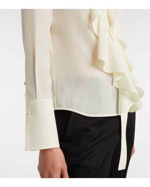 Alexander McQueen White Ruffled Silk Blouse