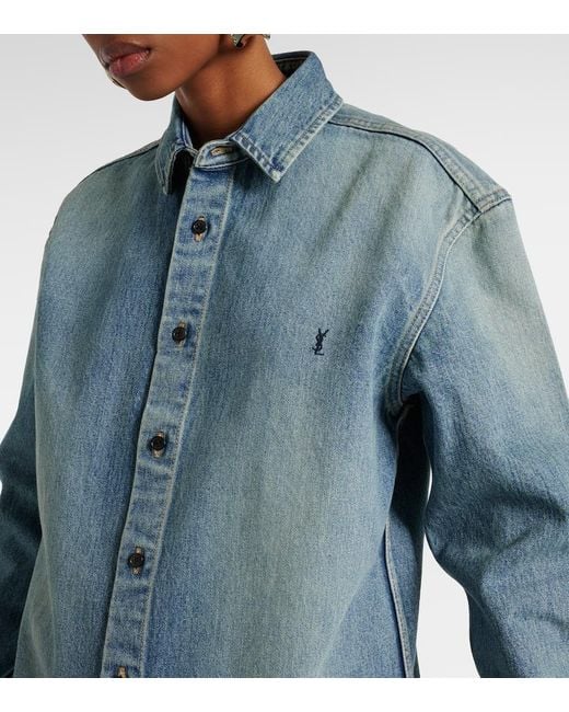 Camicia Di Jeans Cassandre di Saint Laurent in Blue