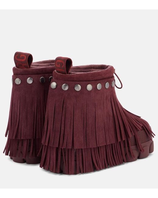 Goldbergh Red Vergara Fringed Suede Snow Boots