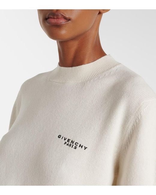 Givenchy White Logo Wool And Cashmere Sweater