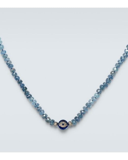 Ileana Makri Blue Sterling Beaded Necklace With Gemstones for men