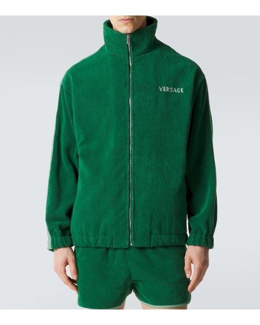 Versace Green Medusa Cotton Terry Zip-Up Sweatshirt for men