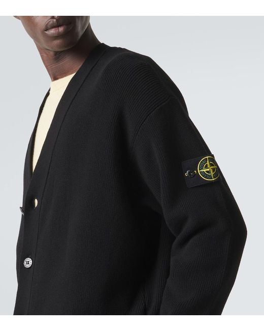 Stone Island Black Compass Cotton Cardigan for men