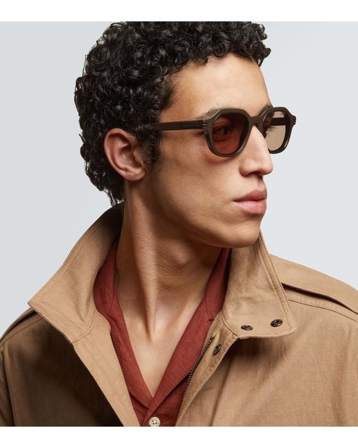 Zegna Brown Round Sunglasses for men