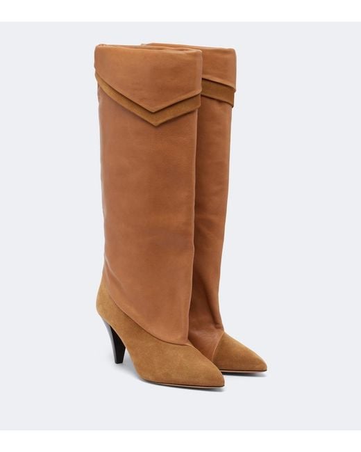 Isabel Marant Brown Lezra Suede And Leather Knee-High Boots