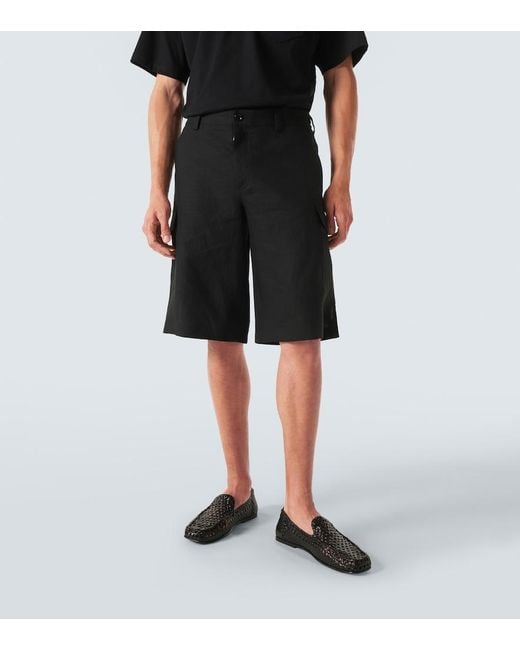 Dolce & Gabbana Black Linen Cargo Shorts for men