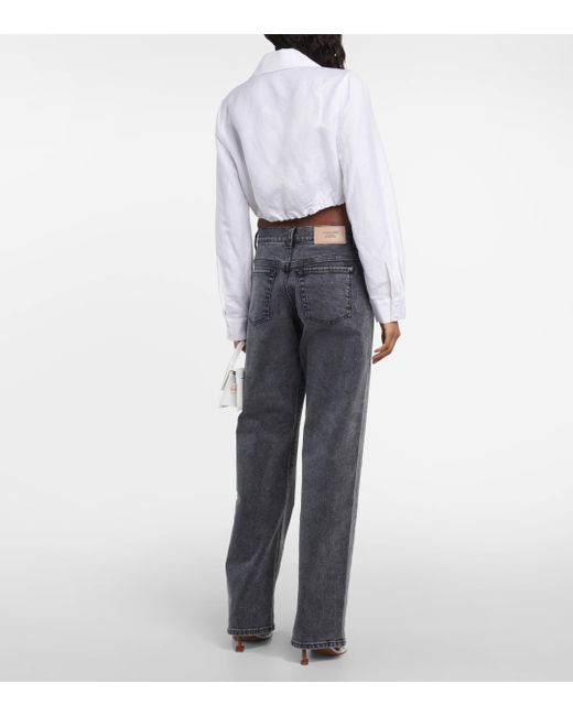 7 For All Mankind Gray Low-rise Straight-leg Jeans