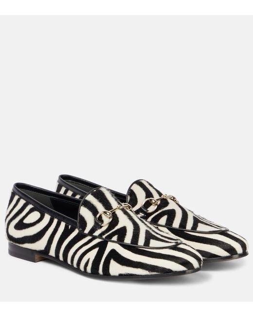 Gucci Black Jordaan Horsebit Calf Hair Loafers