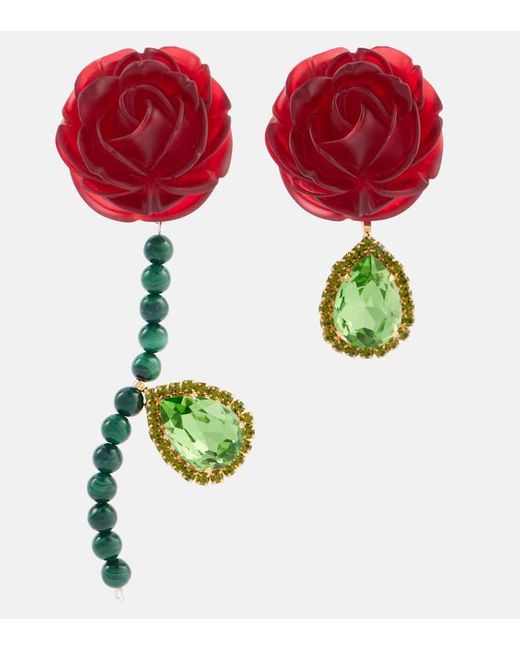 Magda Butrym Red Embellished Sterling Drop Earrings