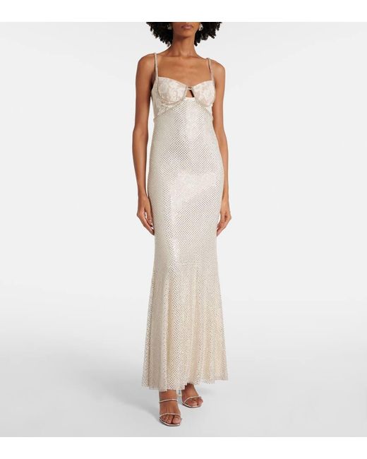 Self-Portrait White Bridal Robe Mit Spitze Und Kristallen
