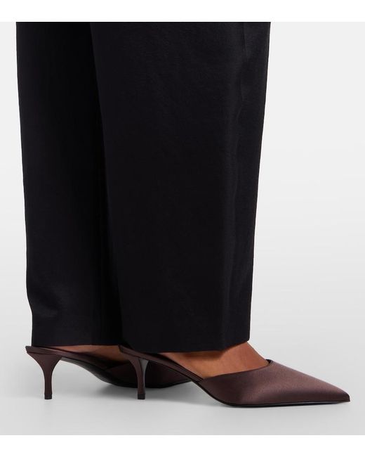 Alaïa Brown Le Coeur Satin Mules