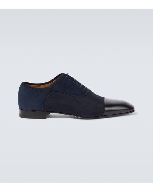 Christian Louboutin Blue Greggo Leather-trimmed Oxford Shoes for men