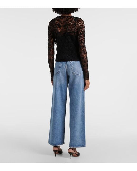 Polo Ralph Lauren Black Layered Cotton Lace Top