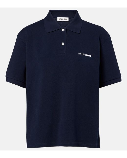 Miu Miu Blue Polohemd Aus Baumwoll-Pique