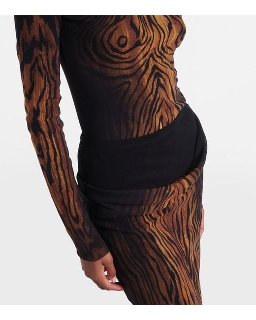 Jean Paul Gaultier Brown Wood Trompe L'Oil Tulle Midi Skirt