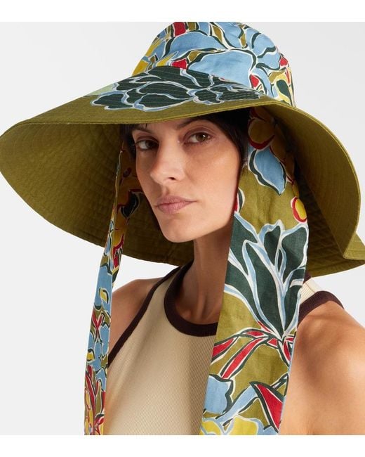 ALÉMAIS Green Solstice Floral Cotton Sun Hat