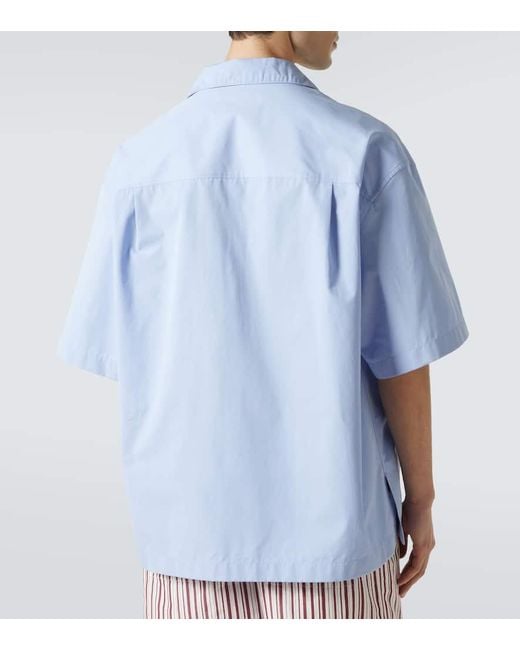 Camisa Doble G En Popelin De Algodon Gucci de hombre de color Blue