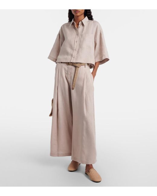Brunello Cucinelli Natural Oversized Linen Shirt