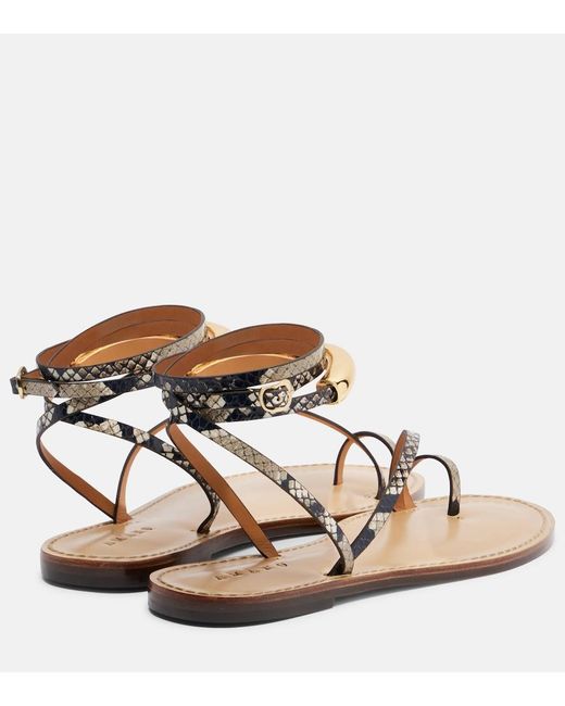Amanu Metallic Kalahari Snake-Effect Leather Sandals