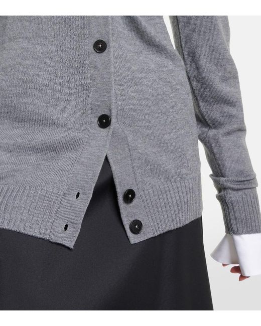 Jil Sander Gray Wool Cardigan