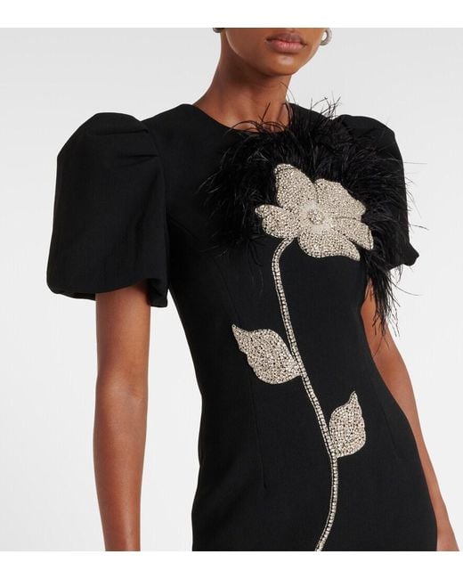 Rebecca Vallance Black Embellished Crepe Cocktail Dress