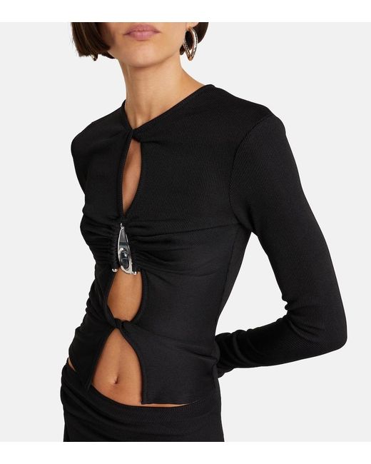 Christopher Esber Black Cutout Ribbed-Knit Top