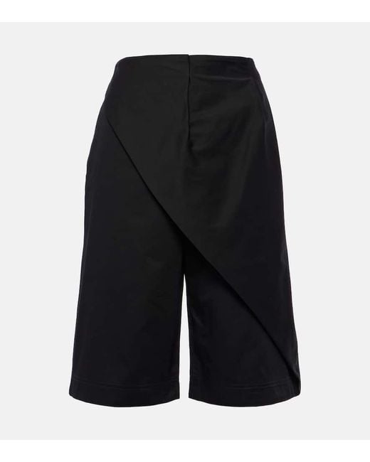 Loewe Black Pleated Cotton Shorts