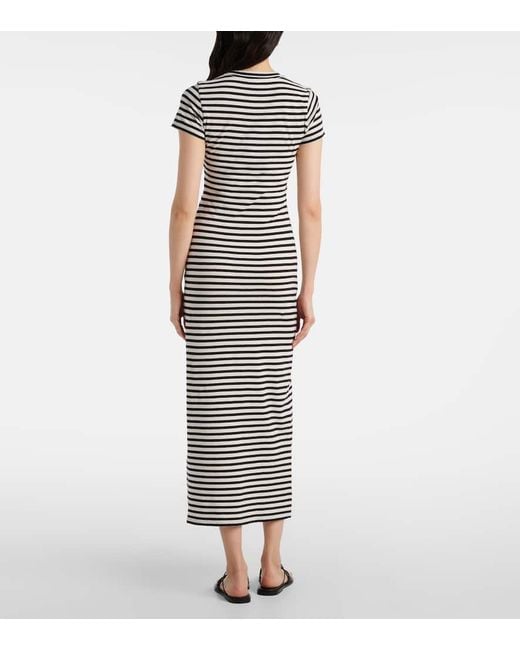 Nili Lotan White Striped Cotton Jersey Maxi Dress