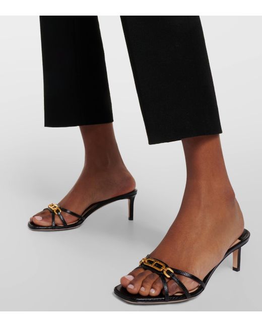 Tom Ford Metallic Whitney Printed Leather Mules