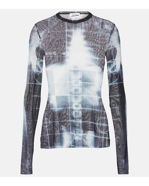 Jean Paul Gaultier Blue Squeletor Mesh Top