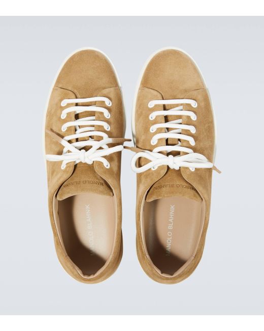 Manolo Blahnik White Semanado Leather Sneakers for men