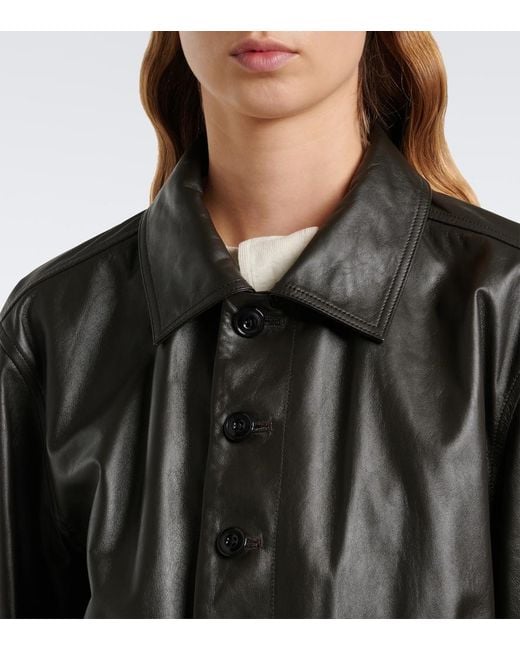 Lemaire Black Leather Blouson Jacket