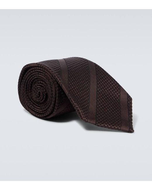 Corbata De Seda A Rayas Tom Ford de hombre de color Black