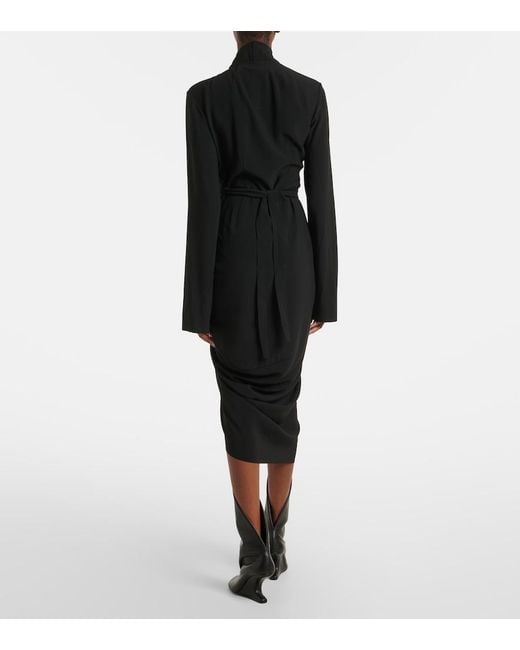 Rick Owens Black Draped Wrap Dress