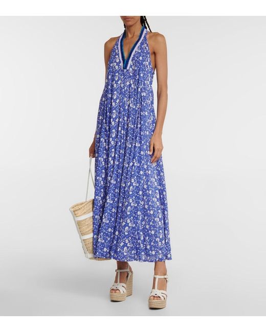 Poupette Blue Nava Floral Maxi Dress