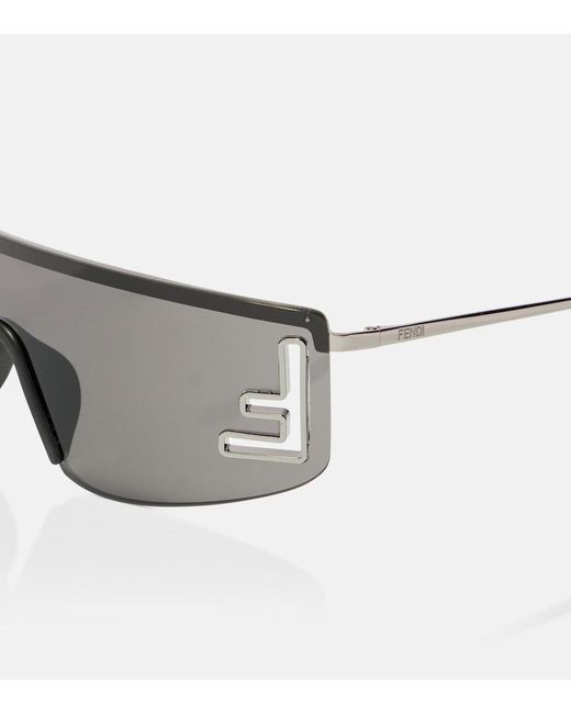 Fendi Gray Sport Logo Flat-Top Sunglasses