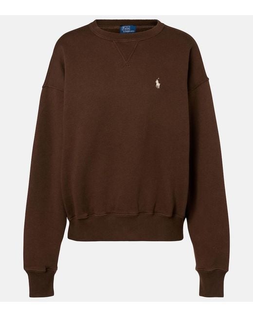 Polo Ralph Lauren Brown Logo Cotton-Blend Jersey Sweatshirt