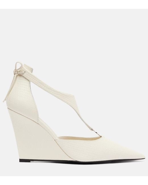 Coperni White Leather Wedge Pumps