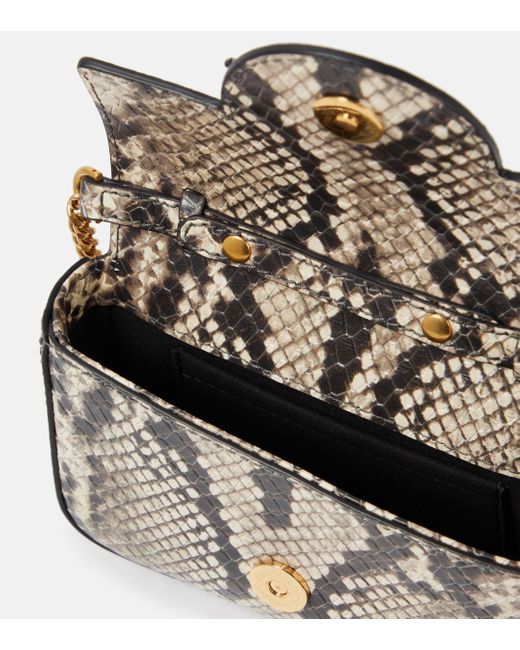 Balmain Metallic B-buzz Mini Snake-effect Leather Shoulder Bag