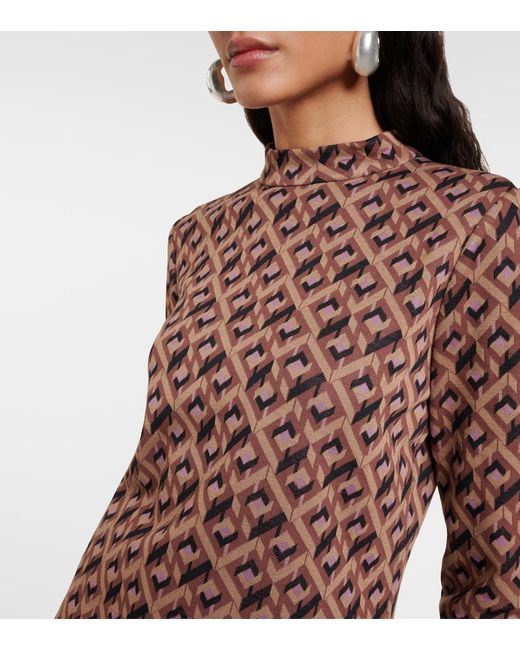 Diane von Furstenberg Brown Birdie Printed Top
