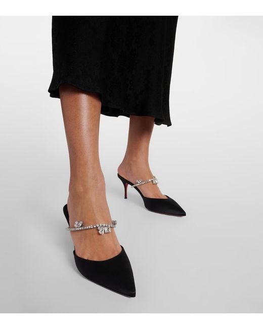 Christian Louboutin Black Planet Queen 70 Satin Mules