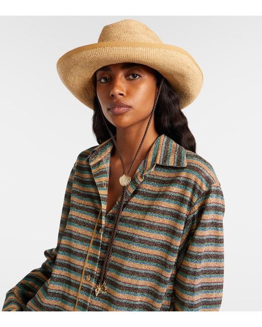 Oseree Natural Embellished Raffia Cowboy Hat