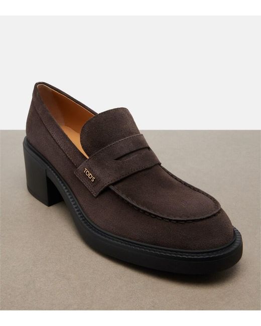 Tod's Brown Suede Loafer Pumps