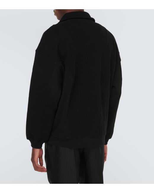 Saint Laurent Black Cotton Fleece Half-zip Sweatshirt for men