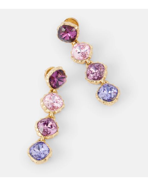 Oscar de la Renta Purple Classic Crystal Strand Earrings