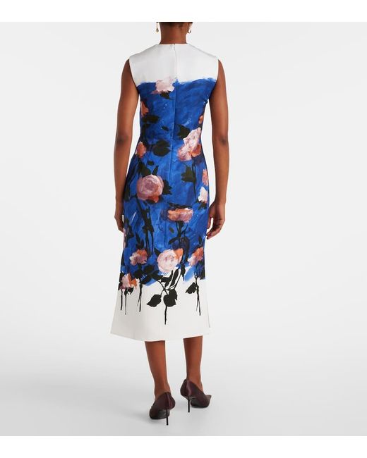 Erdem Blue Midikleid Aus Einem Baumwollgemisch
