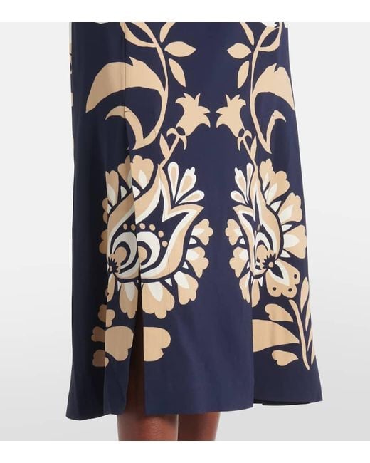 LaDoubleJ Blue Buy Me A Martini Floral Satin Midi Dress