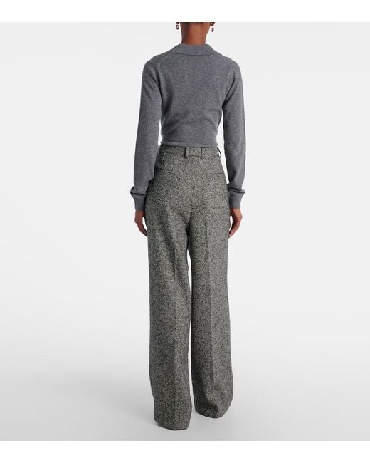 Dolce & Gabbana Gray Pleated Wool-Blend Wide-Leg Pants